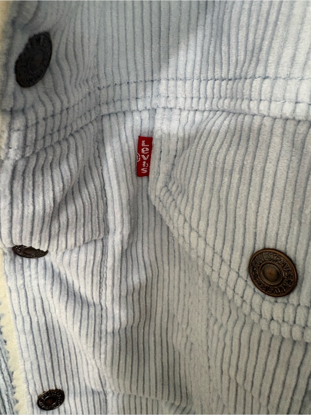 NWOT Levi's Women’s Baby Blue Corduroy Sherpa Truckers Jacket - Picture 3 of 5